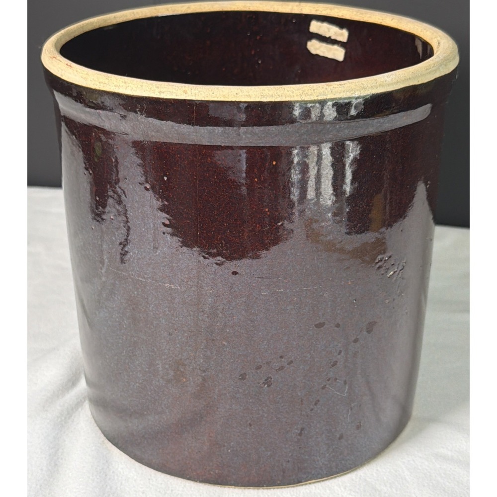 Vintage Brown Crock 7.75 X 7.75"